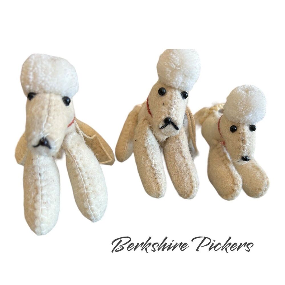Felt Poodle Ornaments Handmade SET‎ OF 3